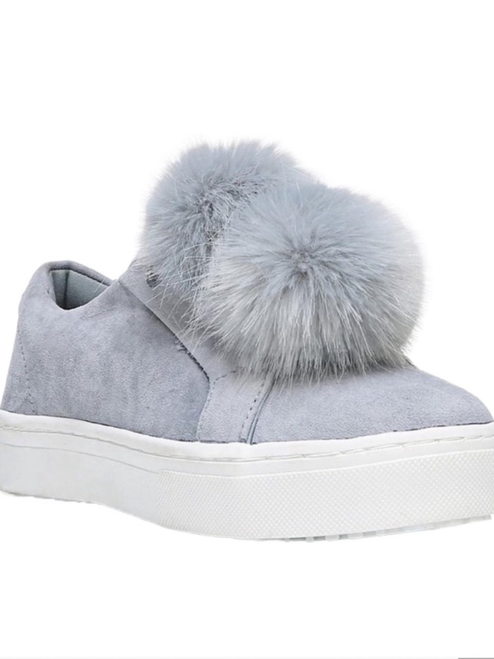 Sam Edelman Light Blue Pom Pom Slip-On Sneakers